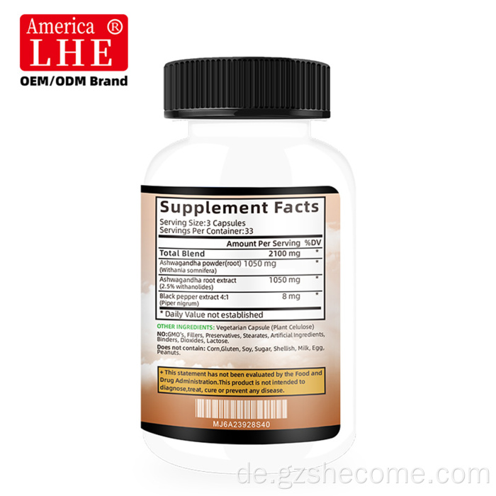 Shecome Ashwagandha-Wurzelstress-Bio-Ashwagandha-Kapseln